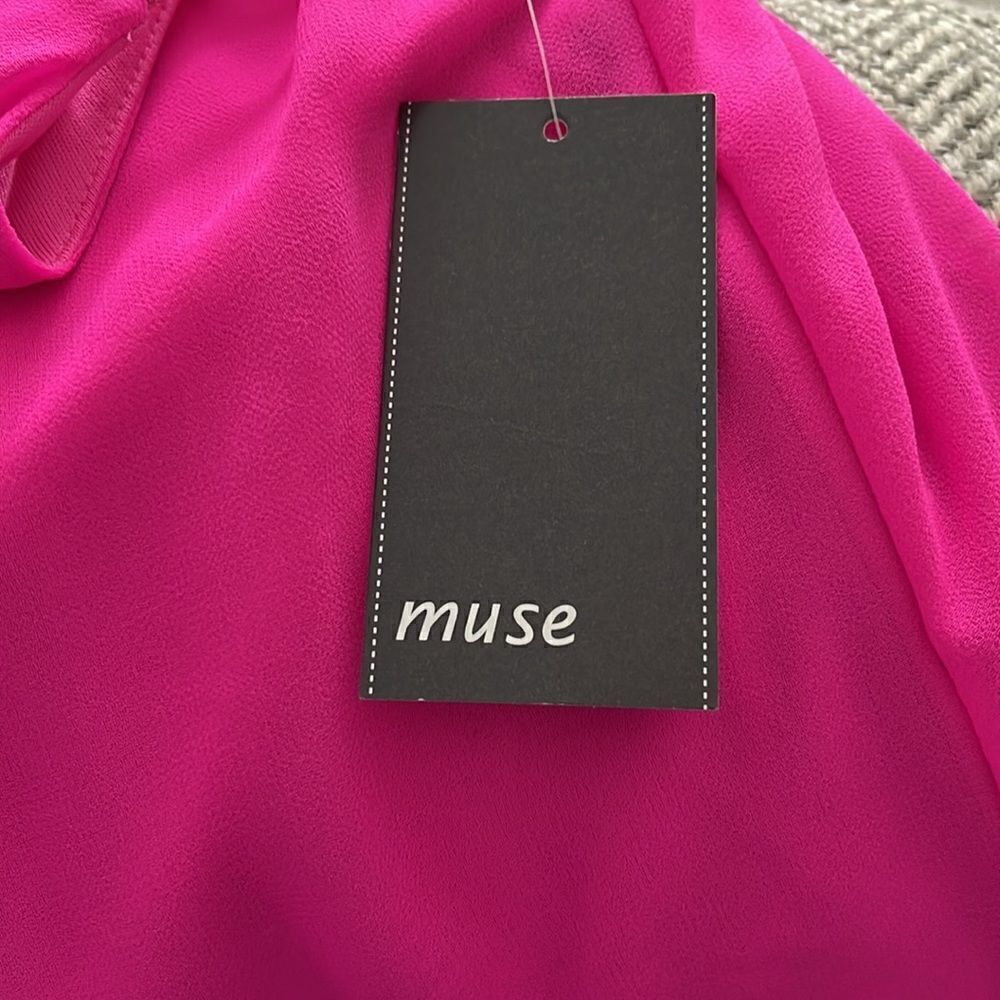 Muse Fuscia Hot Pink Maxi Slip Dress Spaghetti Straps Lined Bodice SZ 14 - Picture 11 of 13